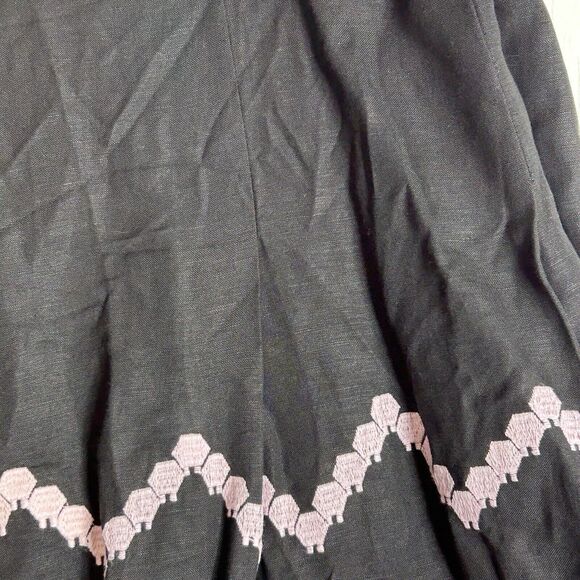 NEW Dressbarn Black+Pink Embroidered Linen Blend A-Line Skirt - Plus Size 20W - Picture 7 of 12